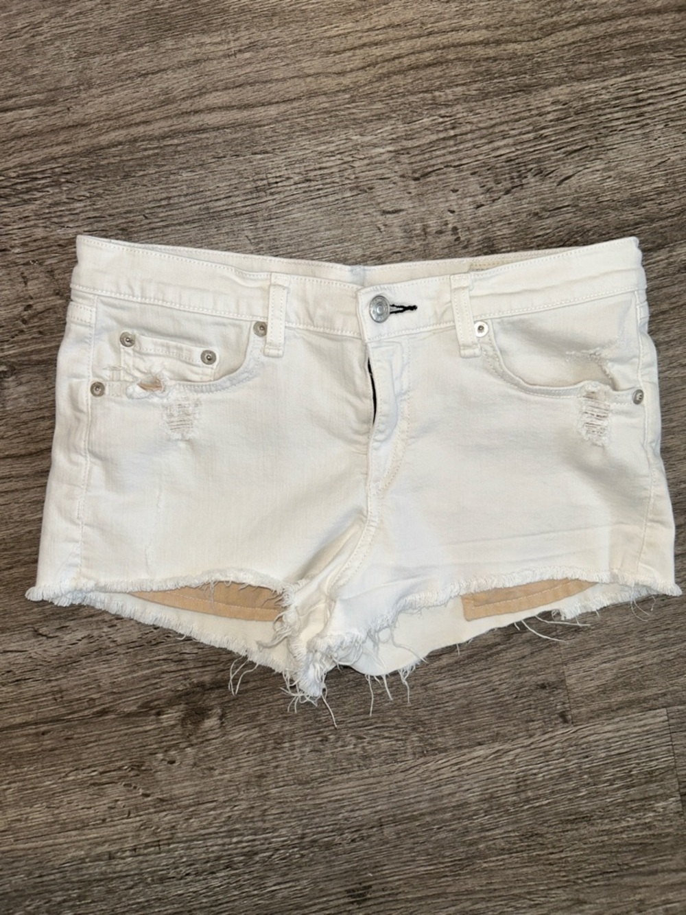 rag & bone JEAN White Distressed Denim Shorts Cut Off High Rise Festival - Picture 2 of 9